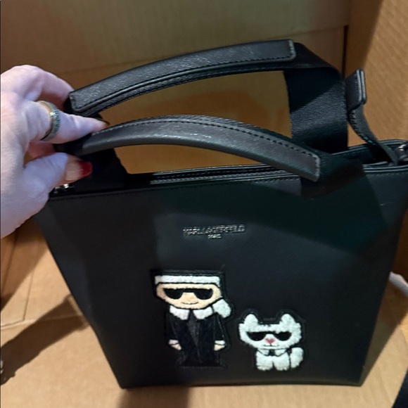 NEW KARL LAGERFELD PARIS MAYBELLE ZIPPER BLACK MEDIUM CROSSBODY - Picture 2 of 9